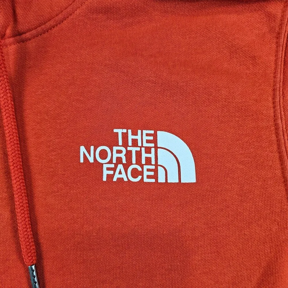 North Face Hoodie Men Small Orange Graphic Logo Athleisure Camp Hike Gorp Travel